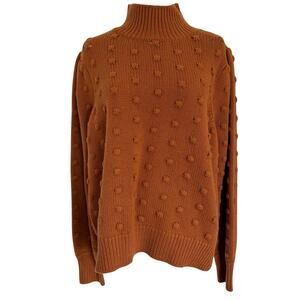 Lela Rose XL NWT Wool Cashmere Bobble Knit Mock Neck Sweater Ginger Pullover